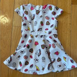 Betsey Johnson White Dress with Multicolor Novelty Prints